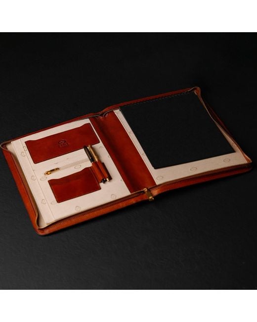 Time Resistance Brown Leather Documents Folder Organizer