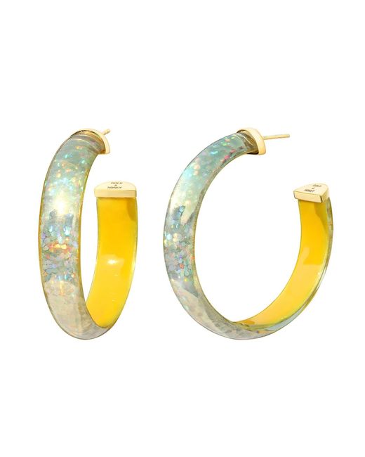 Gold & Honey Multicolor Rainbow Glitter Lucite Hoops