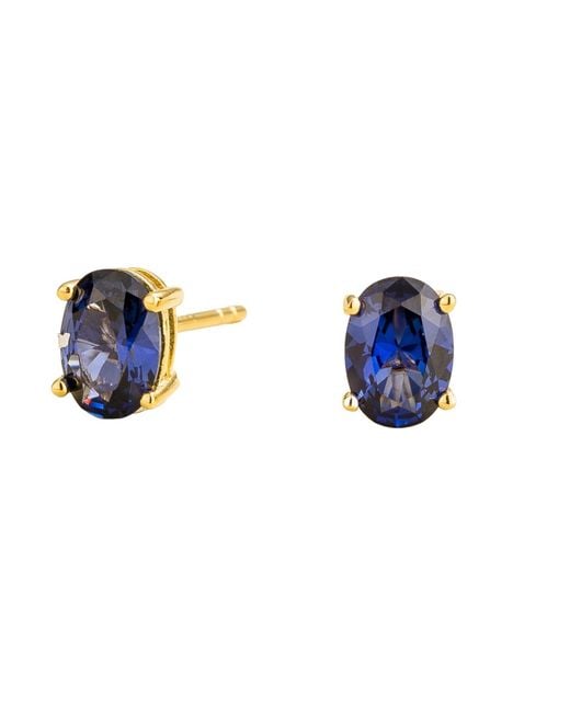Juvetti Blue Ovo Earrings Set With Sapphire