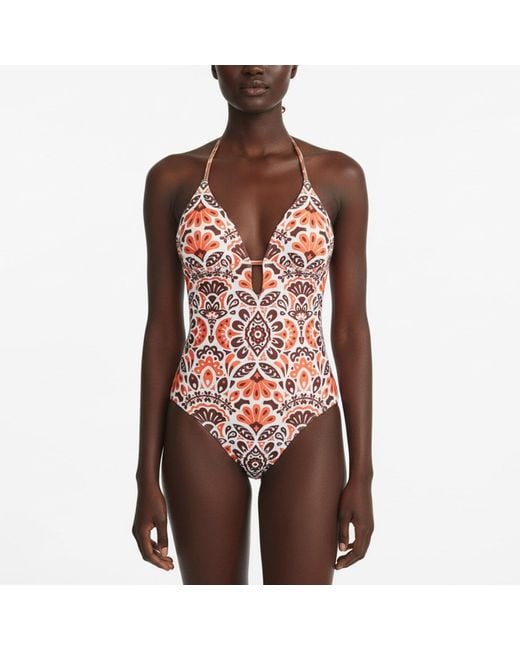 Jessie Zhao New York Orange Neutrals Savanna Reversible One Piece Swimsuit