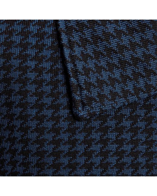 SEREN LONDON Blue Houndstooth Knitted Jacket for men