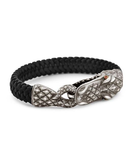 Snake Bones Black Alligator Clasp Bracelet for men