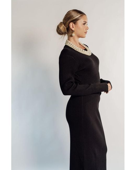 Rave on Trend Black Knot Detail Knitted Maxi Dress