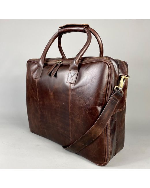 LeatherCo. Cognac Leather Laptop Carryall Bag in Brown for Men Lyst