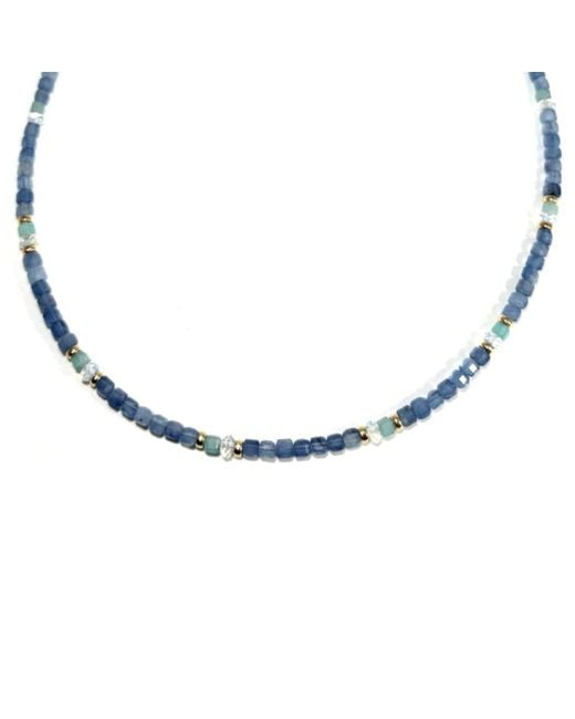 Rachel Nathan Blue Mini Beaded: Aquamarine & Amazonite Necklace