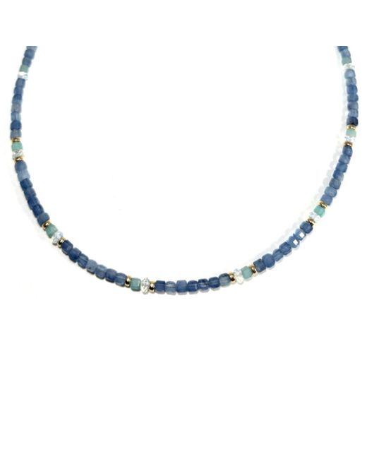 Rachel Nathan Blue Mini Beaded: Santa Maria Aquamarine & Amazonite Necklace