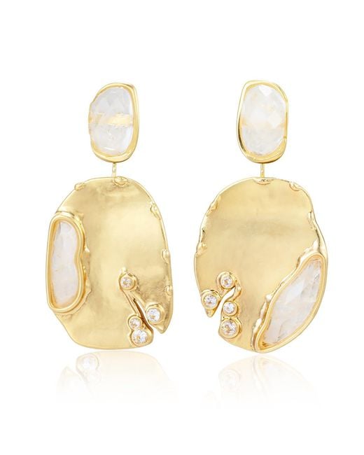 Rare Matters Jewelry Metallic Clear Quartz Drop Earrings