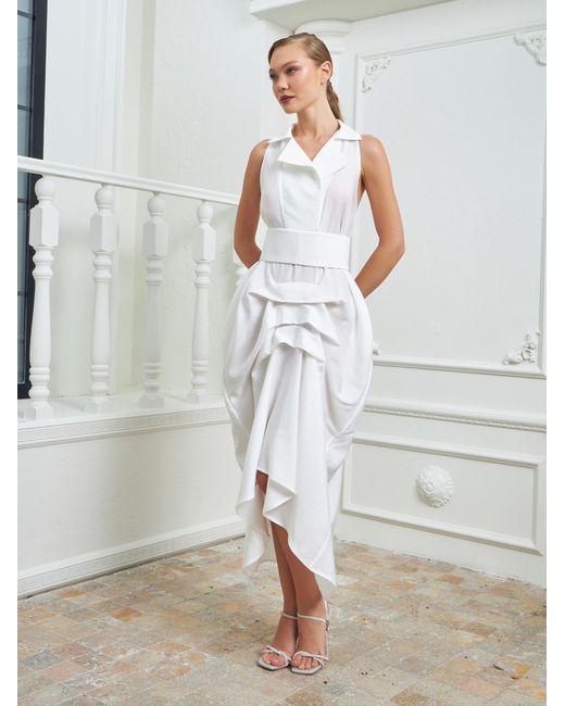Lumina Eligma White The Tuxedo Dress