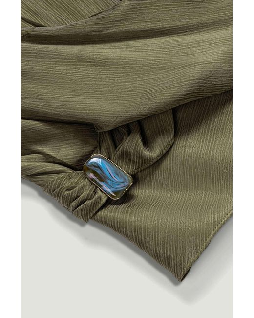 Nocturne Green Neutrals Asymmetric Halter Wrap Top