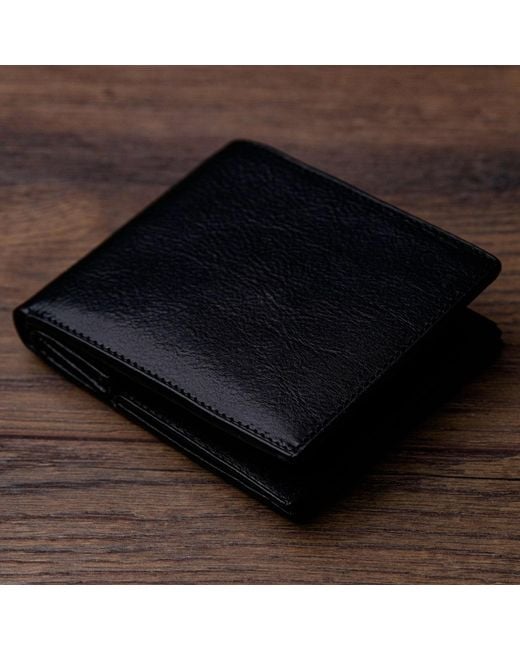Time Resistance Black Leather Bifold Wallet for men