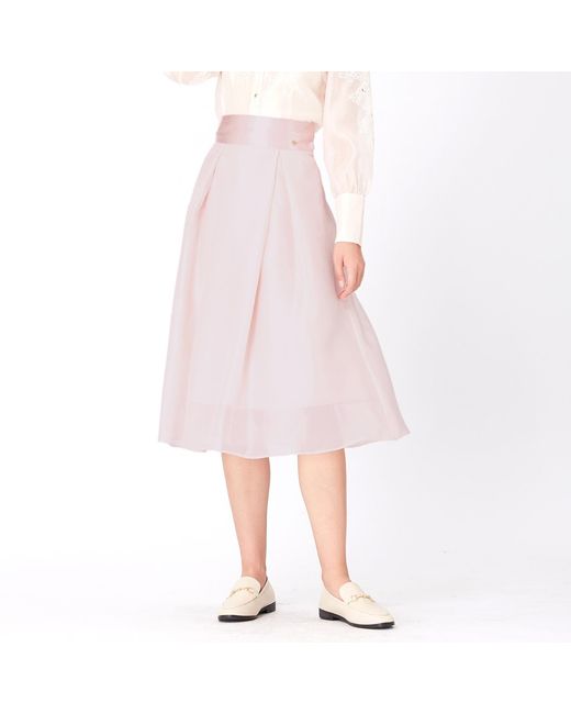 Smart and Joy Pink Neutrals Flared Organza And Satin Skirt