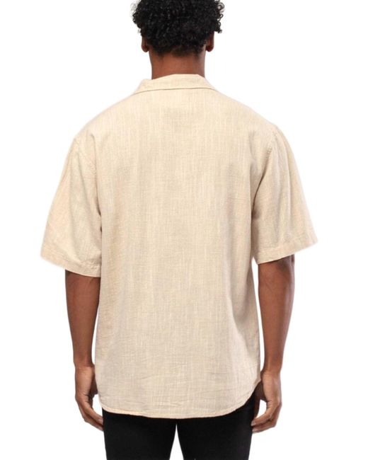 Monique Store Natural Linen Button Down Short Sleeve Shirt for men
