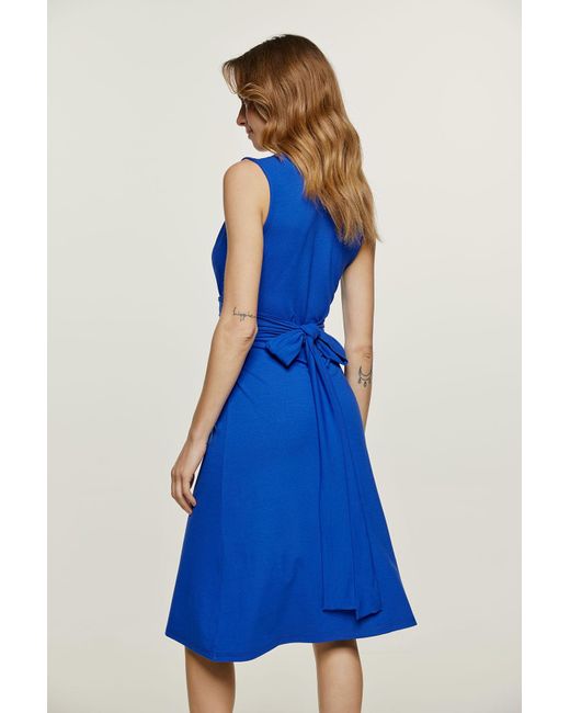 Conquista Blue Royal Jersey Empire Line Dress