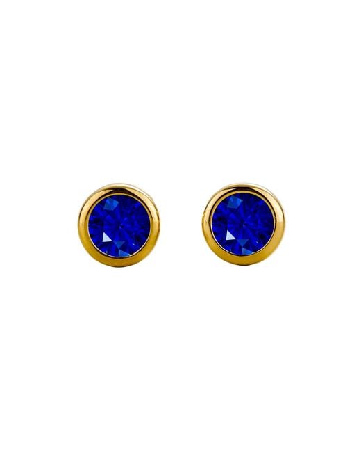 Juvetti Blue Margo Sapphire Round Bazel Set Earrings