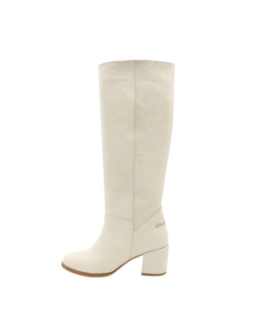 Stivali Natural Neutrals Cléo Knee High Boots In Ivory Leather