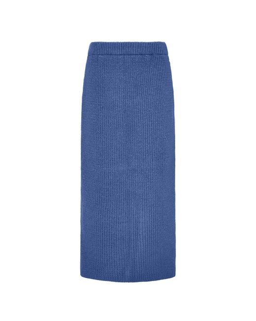 Cara & The Sky Blue Chloe Knitted Midi Co-Ord Skirt Denim