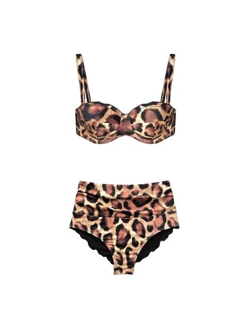 Deessa Ibiza Black Neutrals Leopard Print Tummy Control High-Waisted Shapewear Bikini Bottom Made