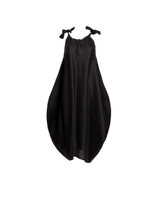 Bianca Popp Black Semiballoon Dress With Ribbons