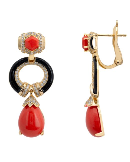 Latelita London Red Clara Bow Coral & Enamel Drop Earrings