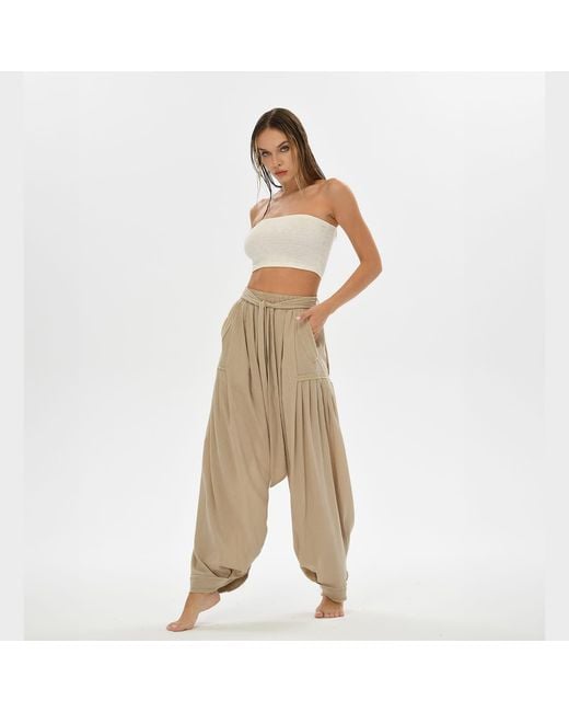 Zhenabia Natural Neutrals Boho Harem Pants