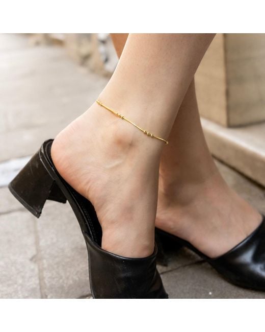 Spero London Metallic Sterling Tree Bead Chain Anklet
