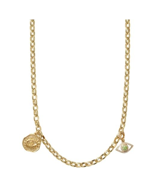 Alexie of Athens Metallic Double Vision Evil Eyes Charm Chain