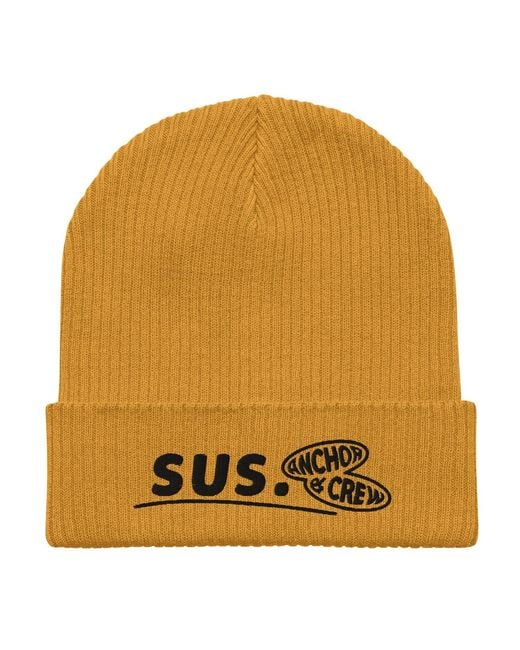Anchor and Crew Yellow Mustard Sus Gen. Organic Cotton Embroidered Beanie for men