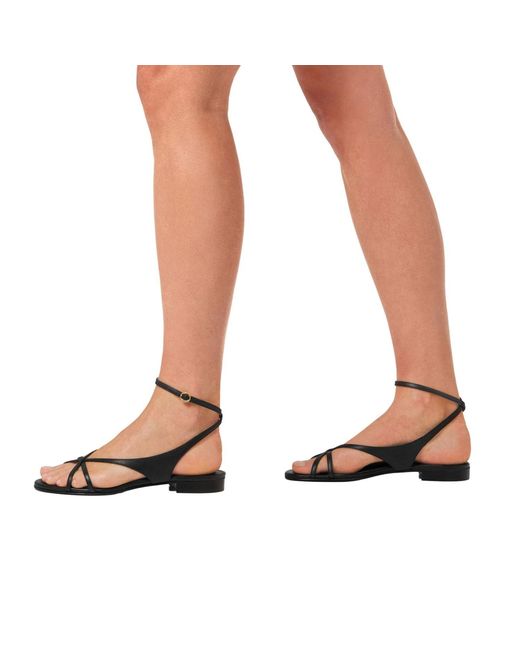 Florrie Black Matilda Leather Flat Sandal