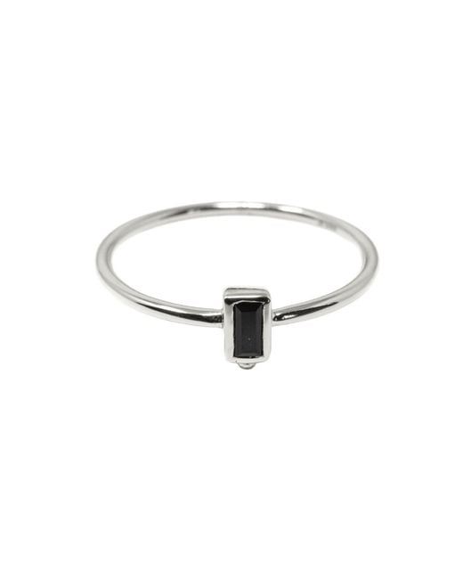 NASI SILVER White Baguette Level Ring- Onyx