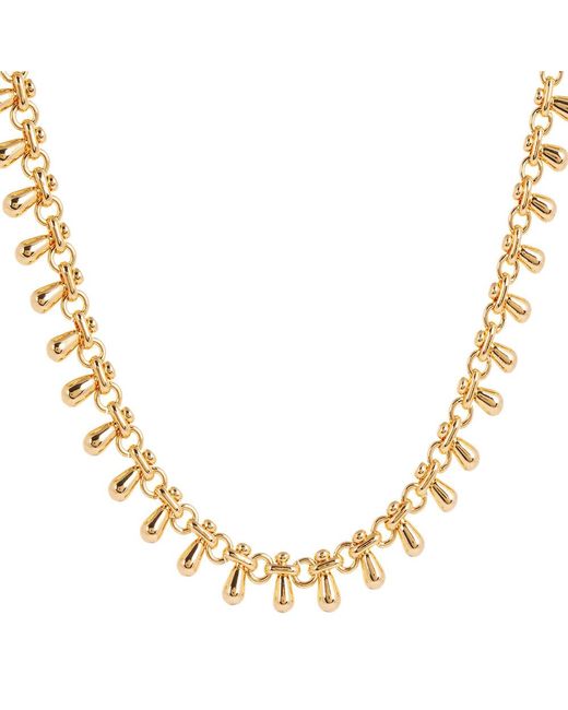 Amadeus Metallic Katia Chain Necklace With Small Teardrop Tassels
