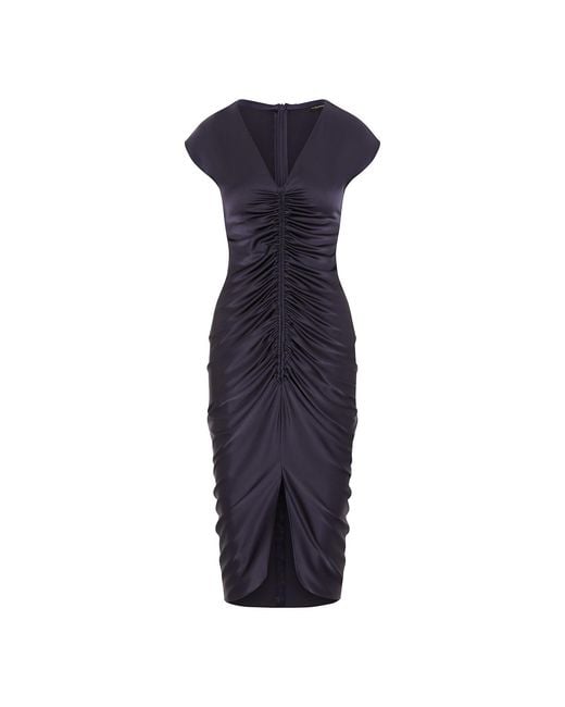 The Summer Edit Blue Rudi Silk Ruched Dress