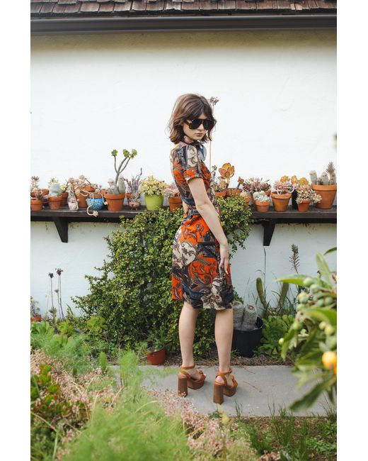 Jennafer Grace Red Paisley Mosaic Wrap Dress