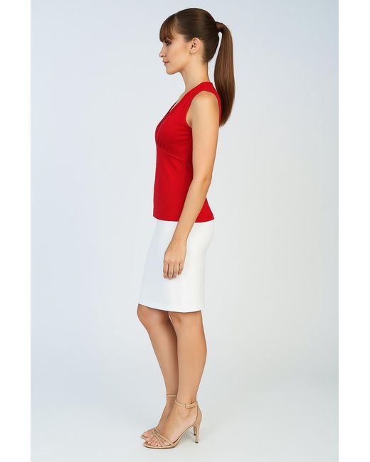 Conquista Red Sleeveless V-Neck Top – Viscose Jersey