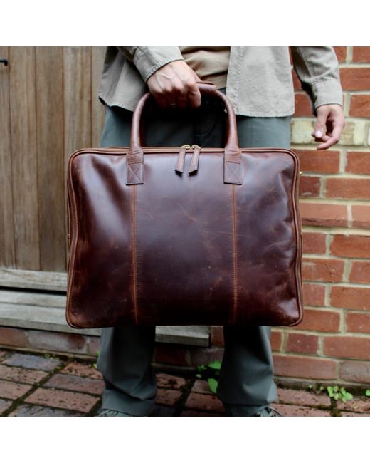 LeatherCo. Cognac Leather Laptop Carryall Bag in Brown for Men Lyst