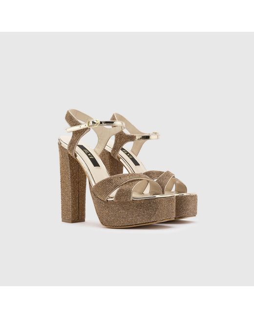 Ilvi Metallic Jumana Leather Heeled Sandal With Stones