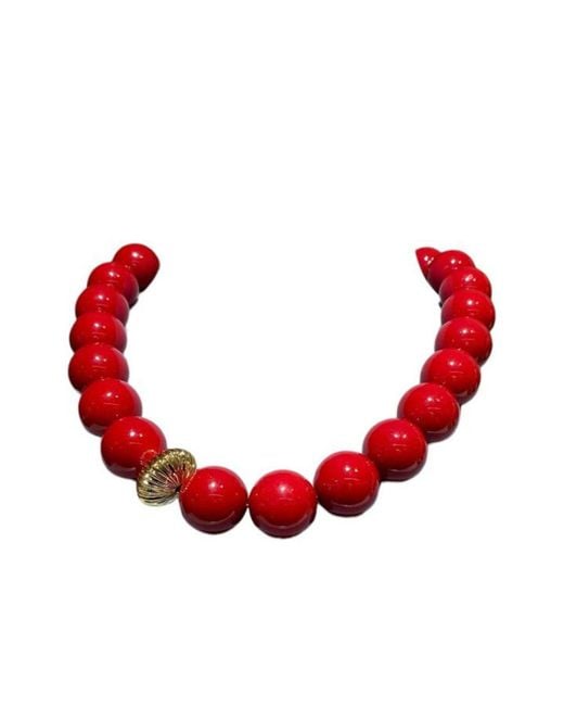 Eyeconic by Samar Ajram Red Maxi Beaded Necklace