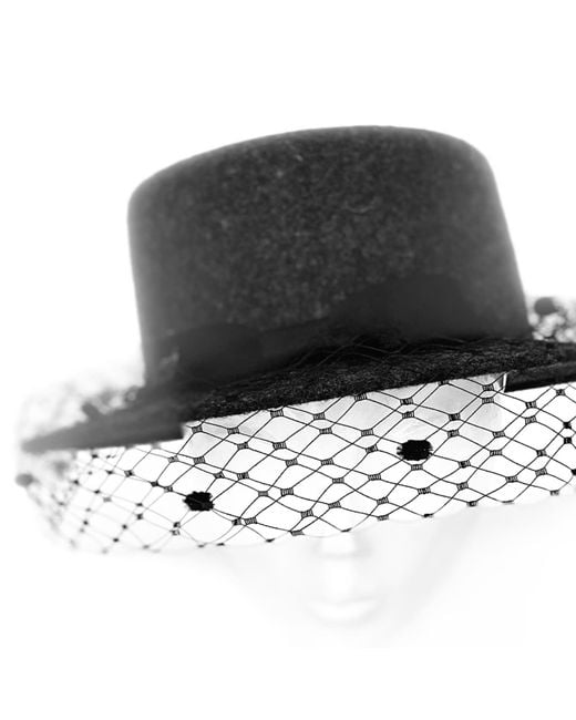 Misa Harada Millinery Black Olivia Veiled Boater Hat