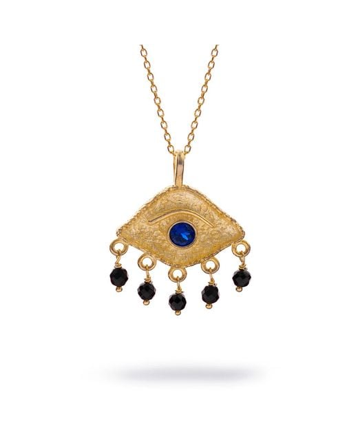 Ebru Jewelry Metallic Sapphire Eye Horizon Onyx Necklace