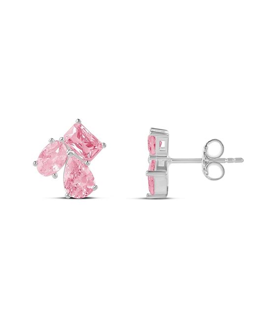 SHYMI Pink Multi Shape Three Stone Studs