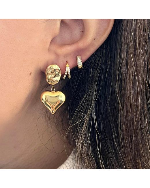 Nazzar Metallic Twin Zirconia Vermeil Huggie Earrings