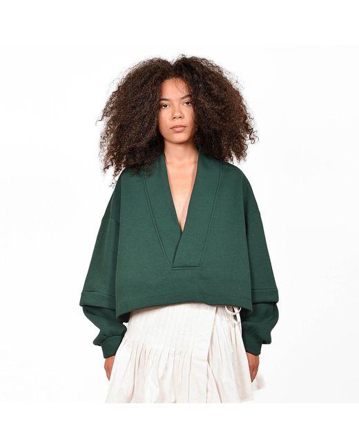 Ioana Ciolacu Green V-Neck Sweatshirt