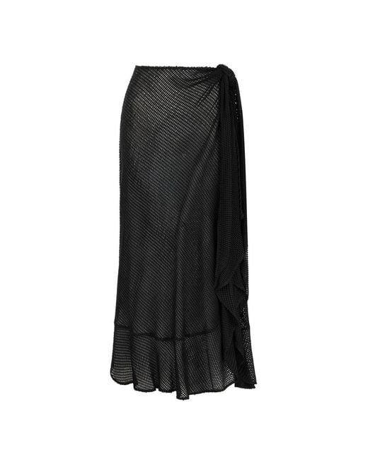 Lilamie Black Carmen Elastic Waist Asymetric Cut Beach Skirt