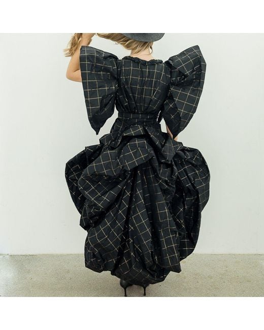 Miro Misljen Black Avant-Garde Silk Sculptural Dress
