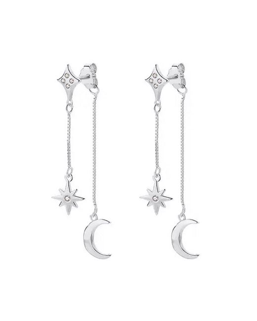 Luna Charles White Karita Moon & Star Double Chain Earrings