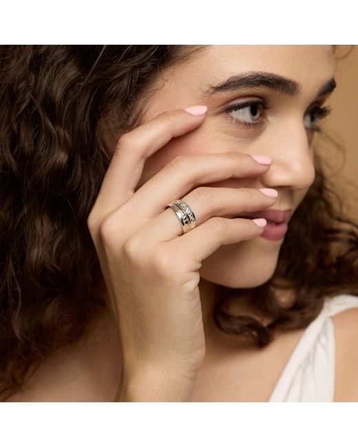 Isla Silver White Handmade & Brass Statement Ring