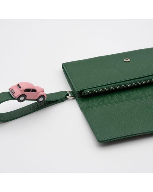 Absurde Green Parking Leather Bifold Wallet