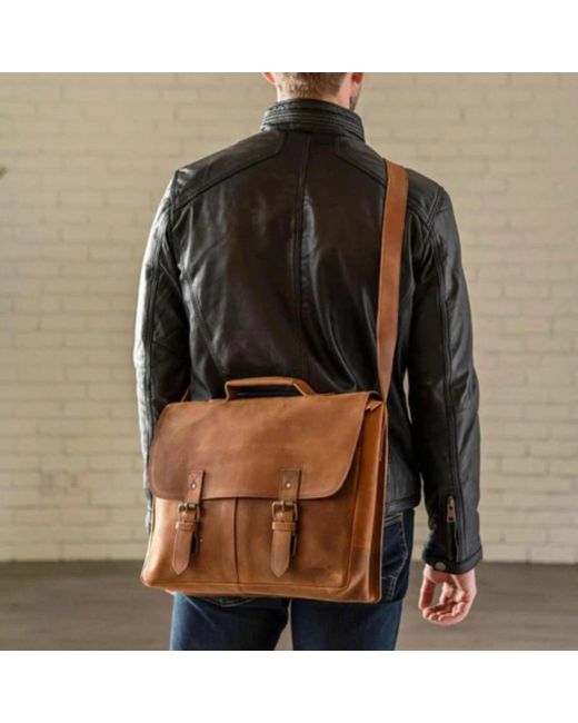 Hides Leather Co. Brown Handmade Leather Messenger Bag, Travel Laptop Briefcase for men