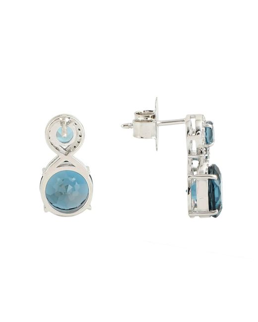Artisan Blue 14K London Topaz & Diamond Drop Earrings
