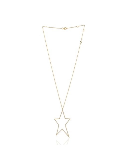 Artisan Metallic Radiant Starlight 14k Yellow Gold Natural White Diamond Star Necklace