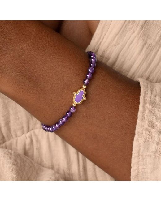 Karma and Luck Purple Guiding Light Amethyst Hamsa Bracelet